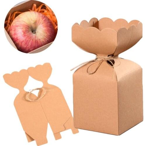 10pcs Kraft Paper Bags Brown Candy Gift Boxes for Christmas Wedding Party Favors Decorations with Hemp Rope