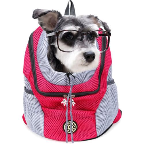 Out Double Shoulder Portable Travel Backpack Outdoor Pet Dog Carrier Bag Pet Dog Front Bag Mesh Backpack Head Pet Supplies