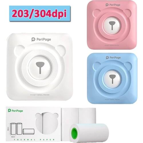 Peripage A6 203/304DPI Photo Printer Bliuetooth Wireless Thermal Printer Paper Sticker Label Printer Paper for Android iOS PC