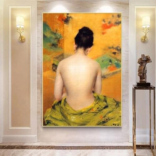 Semi-nude Woman Oil Painting on Canvas Posters and Prints Wall Art Bright Colors Impression Pictures for Living Room Home Decor