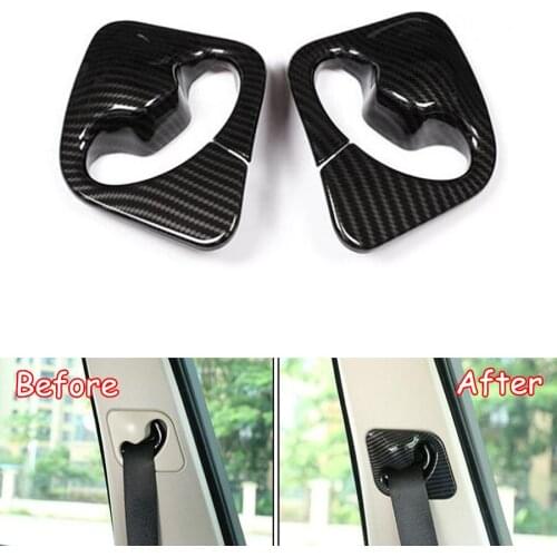 YAQUICKA Carbon Fiber Style Car Seat Safety Belt Cover Frame Trim Styling For BMW X5 2014-2018 ABS Interior Accessories