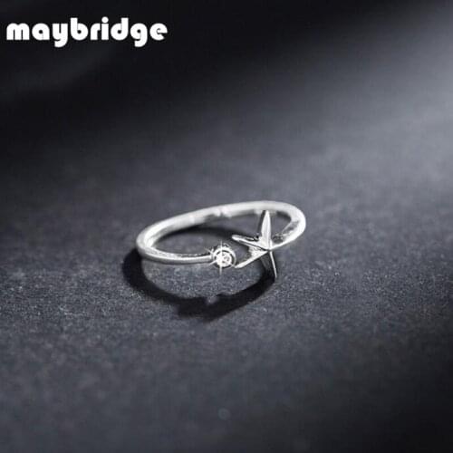 RM022 Lovely Personality Women Finger Ring Fashion Starfish Rhinestone Opening Ring Women Girl Silver Plated Jewelry Wholesale