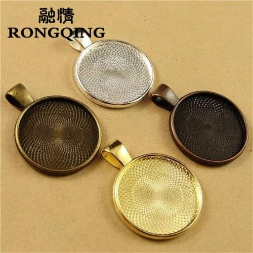 RONGQING Trendy Round Circular Cabochon Base 25mm Photo Jewelry Making 40pcs/lot Necklace Pendant Cabochon Settings
