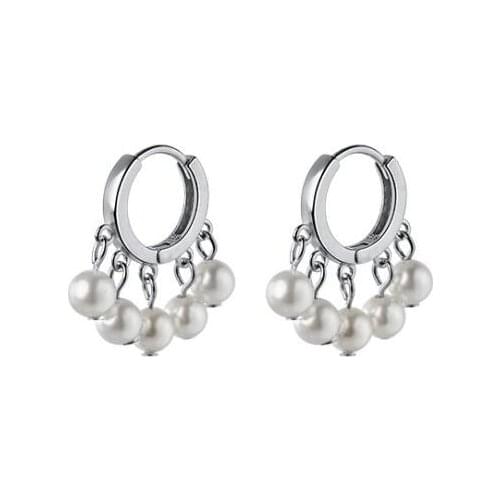 Silver Earrings 100% 925 Sterling Silver Hoop Earrings with pearl
