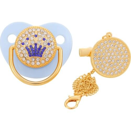 Pacifiers for Babies 0-12 Month Newborn Kids With Pacifier Clip Baby Feeding Kit Pacifier Fastener Personalized Crown Diamond