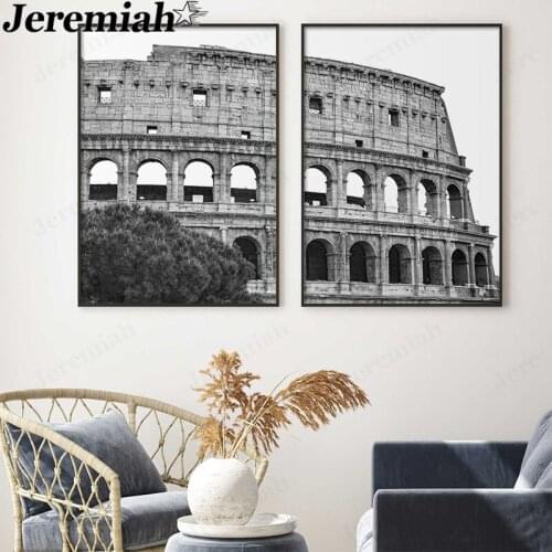 Modern Architecture Landscape Canvas Painting Black and White Italian Colosseum Poster Wall Art Nordic Home Room Decoration