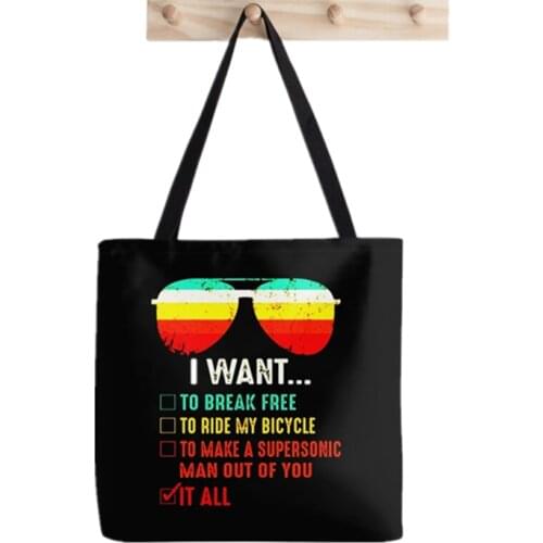 Shopper Freddie Mercury I Want To Break Printed Tote Bag women Harajuku shopper handbag Shoulder shopping bag Lady Canvas Bag