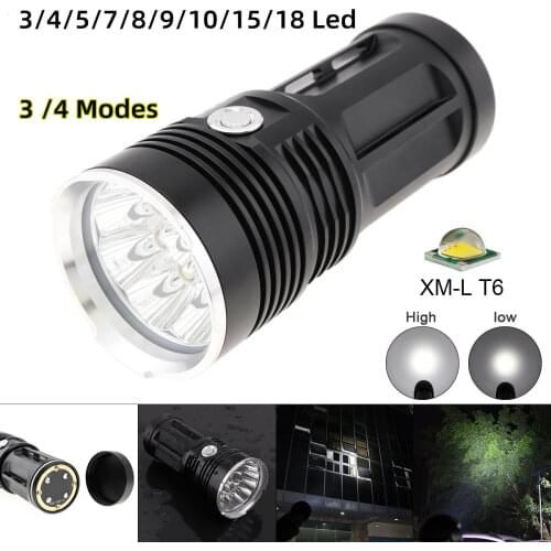 Waterproof Black 2400LM 20W 8x XML T6 LED 3 Modes Outdoor Flash Lamp Torch for Hunting / Camping White Light