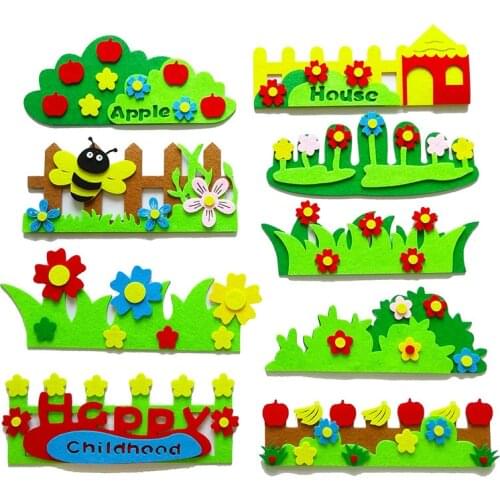 T-N Non-woven Felt DIY Fence Clossroom Decoration Kindergarten School Blackboard Environmentally Friendly Flower Grass Guardrail