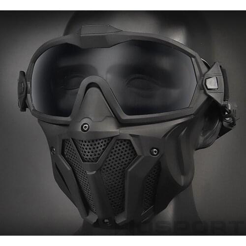 Tactical Airsfot Full Face Mask For Paintball With Aiti-Fog Goggles Eyes Nose Mouth Ear Protective Gear Mask Shooting Accessory