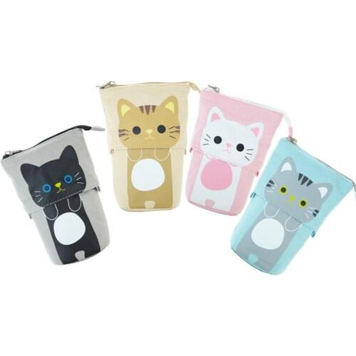 Telescopic pen bag pen bag zipper portable canvas cute pencil school novelty stationery