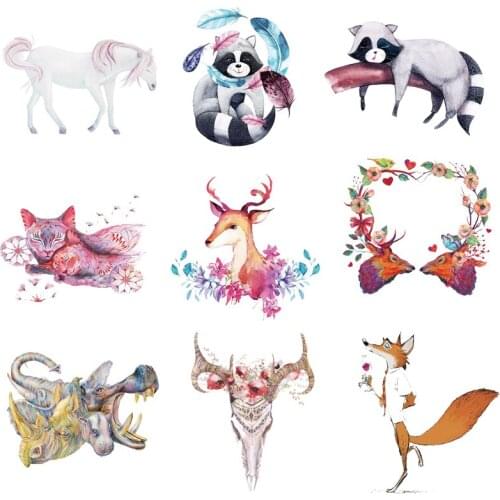 Iron-on Transfers for Clothing Patches Thermo Stickers Diy Animals Patch Applique Flex Fusible Transfer Vinyl Adhesive Stripe C