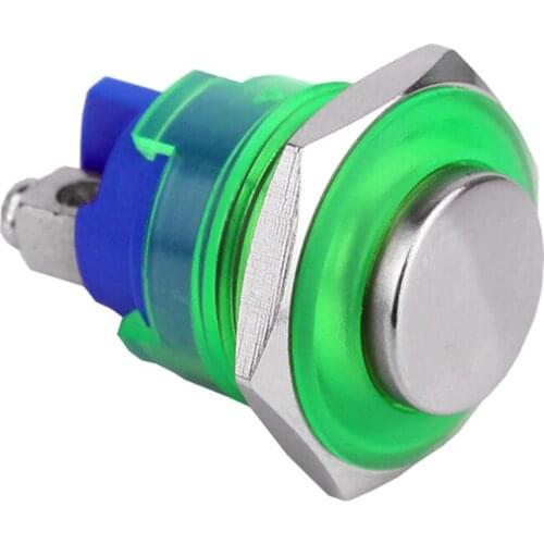 Waterproof Reset Push Button Switch Metal 19mm Press Button 1NO Flat Round Momentary