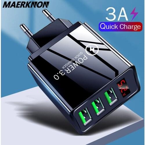 USB Charger Quick charge 3.0 Digital Display 3A Fast Charging For iPhone 12 pro 11 Xiaomi Samsung Huawei Fast Charging Adapter