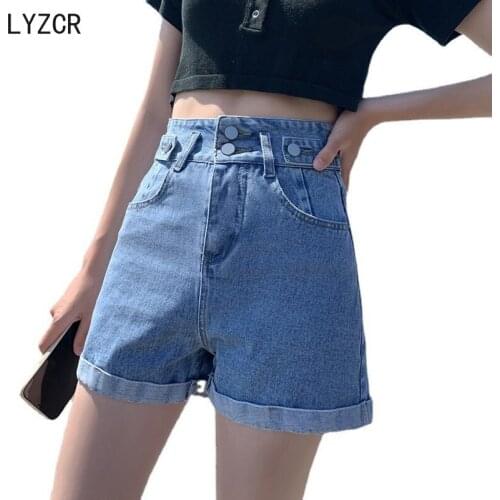 High Waist Denim Shorts for Women Button Black Wide Leg Womens Summer Jeans Short A Line Hot Vintage Shorts Female Harem Pants