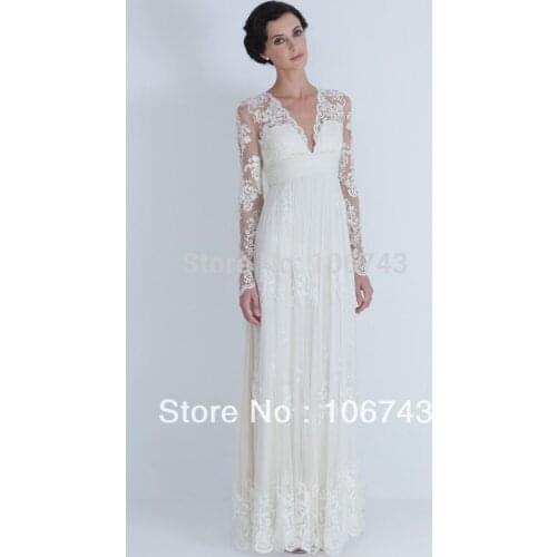 Vestidos de novia 2018 new style Sexy brides Custom lace v-neck maxi long sleeve bridal evening gown Mother of the Bride Dresses