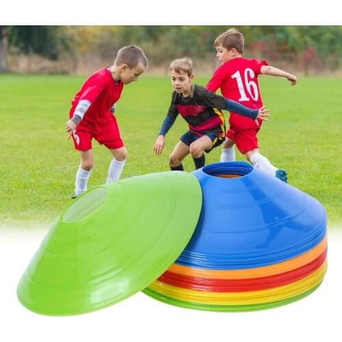 10pcs/set Soccer Training Sign Flat Pressure Resistant Cones Marker Discs Bucket Marker PE Football Training