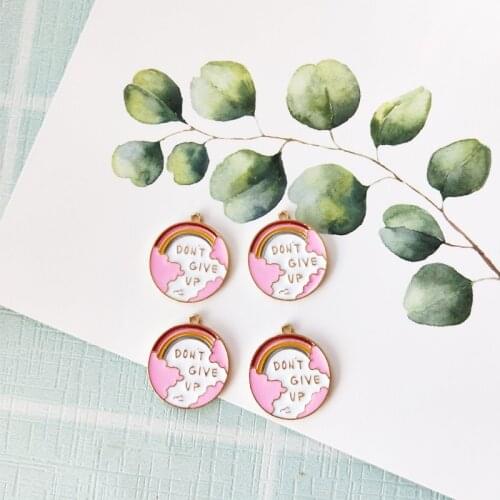 10pcs Rainbow Map Enamel Charms Pendants Rainbow Round Shape Metal Charms DIY Earring Bracelet Jewelry Accessories Golden Base