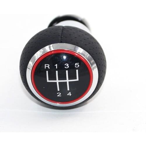 12mm Car Styling Red Ring 5 speed 6 Speed Leather Gear Knob Lever for Audi A3 CNWAGNER