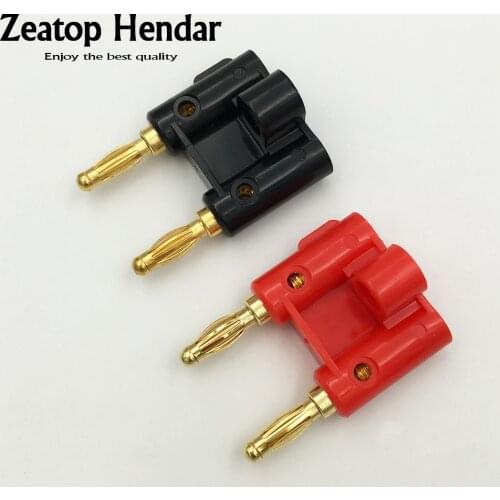 4Pcs Gilded Double Dual 4mm Banana Plug for Binding Post Jack Speaker Adapter