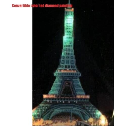 New Convertible color led diamond painting LED Light Full Round Drill 5D DIY Diamond Painting 30x40cm Tower