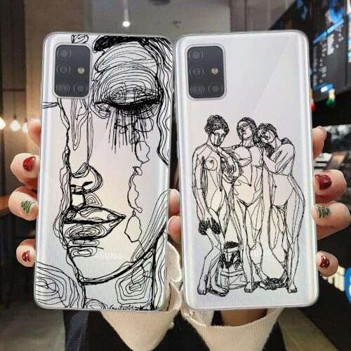 Abstract Line Art Venus David Phone Case For Coque Samsung A10 A20 A30 A40 A50 A70 A51 A71 A21S A7 A8 A6 Plus 2018 Funny Cover