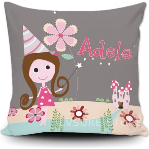 Custom Fairy Baby Name Throw Pillow Case Decorative by Cartoo Flower Cushion Cover Custom Name Pillowcase By LVSURE For Car Sofa