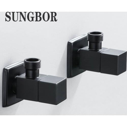 Black square triangle valve copper hot and cold water valve switch water heater toilet stop valve eight-shaped valve household