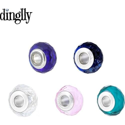 Dinglly Small Rhombus Cut Surface Murano Glass Beaded Charm For Bracelet & Necklace Diy Fine Jewelry Accessory Colorful Beaded