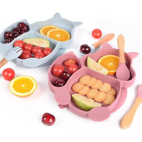 GXMB 8 Pcs Baby Silicone Bib Divided Dinner Plate Sucker Bowl Spoon Fork Straw Cup Set Training Feeding Food Utensil Dishes Kit