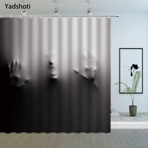 Halloween Shower Curtain Horror Help Me Holiday Themed Pattern Bathroom Decor Polyester Cloth Hanging Curtains Sets