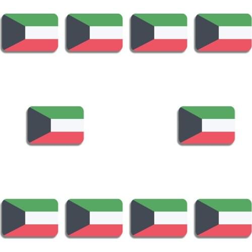 10Pcs/Lot Kuwait Flag Brooch Classic Rectangular Lapel Pin Acrylic Flag Badge Patriotic Ornaments Coat Bag Accessories