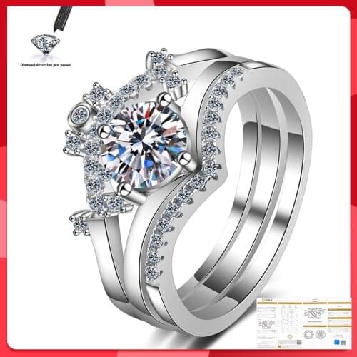 Classic Moissanite Ring 100% S925 Sterling Silver Bridal Wedding Party 0.8ct 1ct D Color VVS1 Quality Ring
