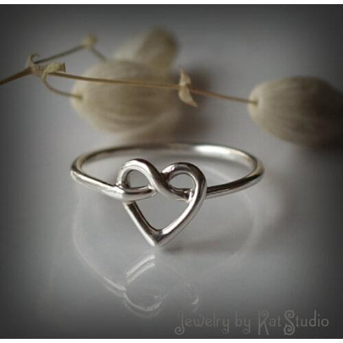 Trendy Love Knot Infinity Ring Heart Rings for Women Silver Color Bridal Wedding Engagement Jewelry Gifts