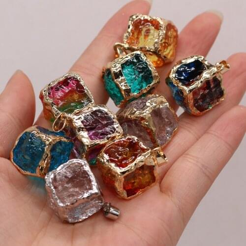 Hot Sale Natural Stone Pendant Square Crystal Pendant For Jewelry Making DIY Necklace Bracelet Earrings Accessory