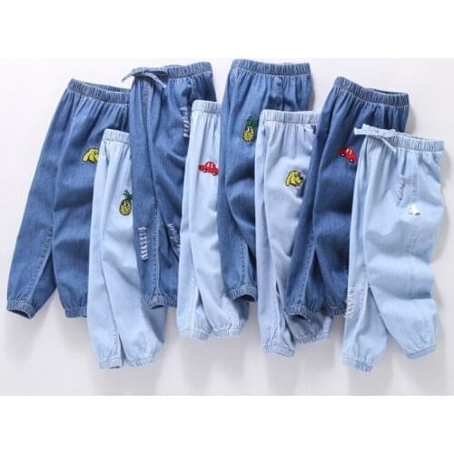Summer Baby Boys Girls Jeans Pants Kids Clothes Cotton Casual Children Trousers Denim Boys Anti Mosquito Trousers 2-6Year