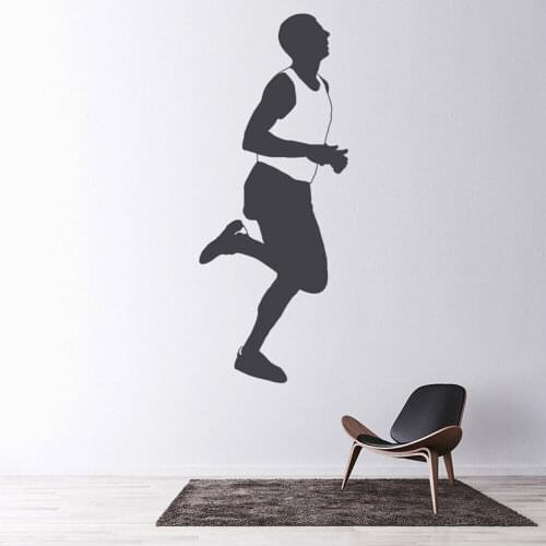 Marathon Man Runner Wall Decal Running Sport Run Athletic Club Fitness Poster Gym Vinyl Sticker Home Decor Room Wallpaper 4669