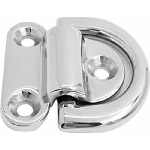 Marine Grade 316 Stainless Steel Boat Folding Pad Eye Lashing D Ring Tie Down Cleat for Yacht Motorboat for 30mm Rope