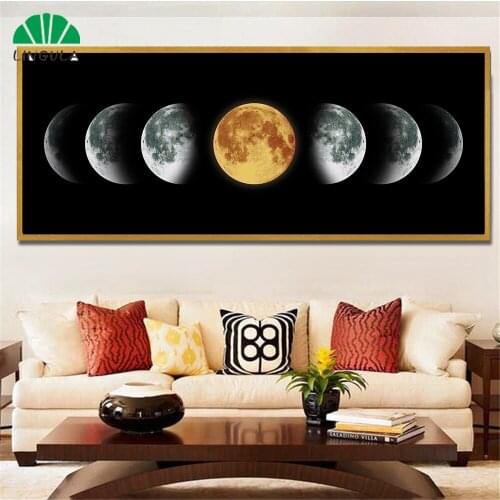 Wall Art Decor Moon Painting Wall Pictures for Living Room Decoration Maison Canvas Prints Nature Star Moon Poster NordicCuadros