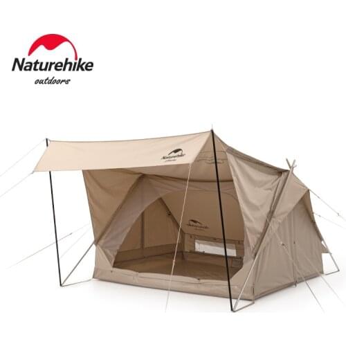 Naturehike Cotton Camping Tent 2 Person A -shaped 4.8㎡ Large Area Double Thicken Eaves Tent Canopy Family Outdoor Equipment