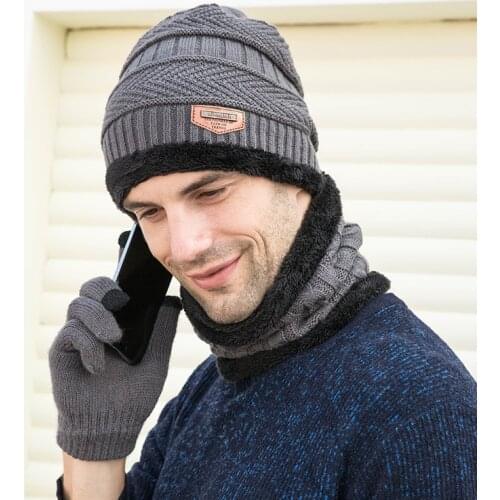 New popular knitting wool hat scarf glove three piece winter warm suit
