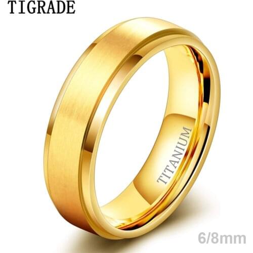 TIGRADE 6mm Titianium Wedding Ring Man Engagement Band Black Wedding Couple Rings For Women anelli donna bijoux femme