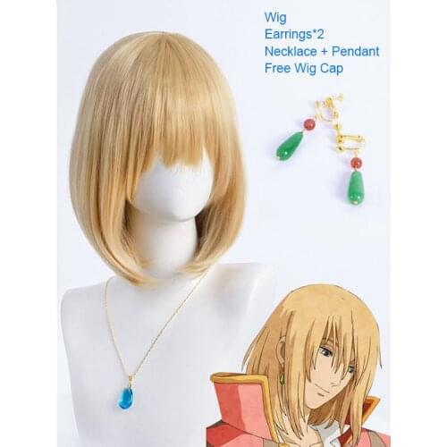 Costumes Howls Moving Castle Cosplay Wigs Howl Accessories of Clothing Earrings Necklace and Pendant Movie Same Style