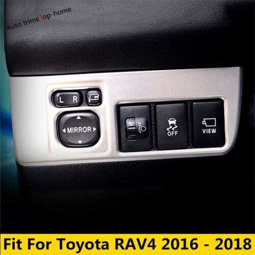 Yimaautotrims Front Head Lights Switches Button Frame Cover Trim Fit For Toyota Rav4 Rav 4 2016 2017 2018 ABS Interior Mouldings