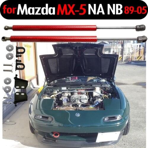 For Mazda MX-5 Roadster NA NB 1989-2005 Front Bonnet Hood Modify Gas Struts Carbon Fiber Spring Damper Lift Support Absorber
