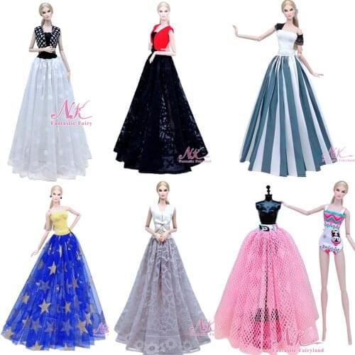 NK Mix Style Princess Doll Wedding Dress Party Gown Fashion Skirt Dress For Barbie Doll Fashion Design Outfit Gift Toys JJ