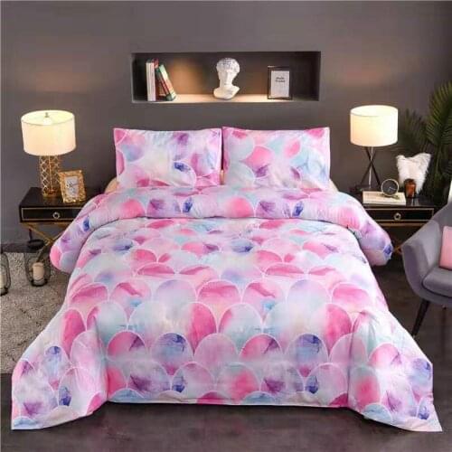 Pink fish scale duvet cover set women bedding set 3 pcs quilt cover pillowcase AU/US King Queen Full Twin Bedlinen 3D Bed Set