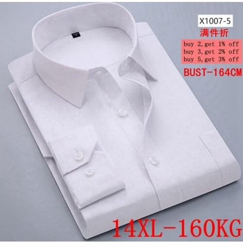 Large size 10XL 11XL 12XL 13XL 14XL Mens Long Sleeve Loose Twill Lapel Business Office 13 Color Official Professional Shirt 9XL