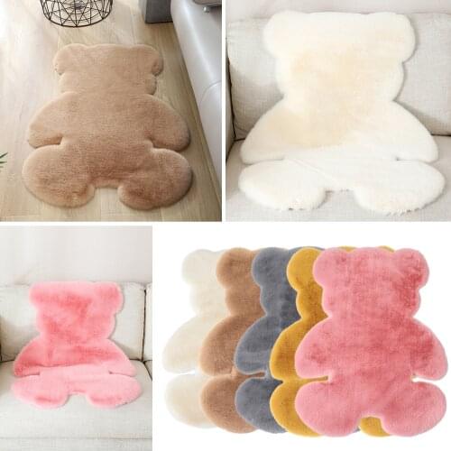 S/M/L Cartoon Bear Shape Fluffy Carpet Bedroom Anti-Skid Area Rugs Living room Doormats Kitchen Floor Mat Decor For Home Hotel
