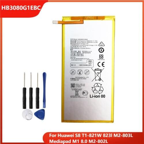 Original Replacement Tablet Battery HB3080G1EBC For Huawei S8 T1-821W 823l M2-803L Mediapad M1 8.0 M2-802L 4800mAh